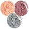 MainBasics Bath Shower Loofah Sponge Pouf, Body Scrubber Exfoliator Body Wash Sponge (Set of 3, Coral Reef)