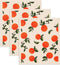 Swedish Dishcloths 3 Pack, Orange Oranges Print, Reusable Kitchen Cleaning Cloth, Machine Washable, 7.87”x6.88”
