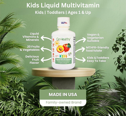 Go Healthy Multivitamin for Kids, Vegan Liquid Immune Support Supplement, 32 Servings