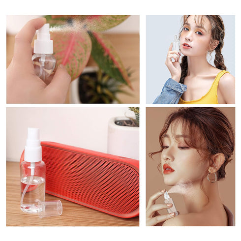 ZEROFIRE 2 Pack Spray Bottles - 2oz Clear Plastic Empty Refillable Mini Spritzer for Travel, Skin Care