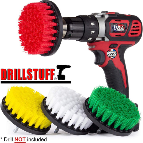 Set 4in 4 Drill Brush Attachment Power Scrubber Brush - Piece Soft, Medium and Stiff Power Scrubbing Brushes Drill
