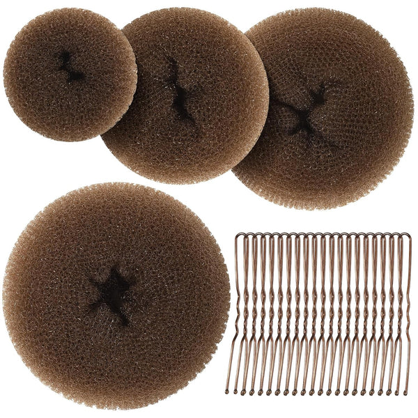 Teenitor Hair Bun Maker, Light Brown Hair Donuts for Kids Girls, Ballet Bun Maker, 4 Sizes