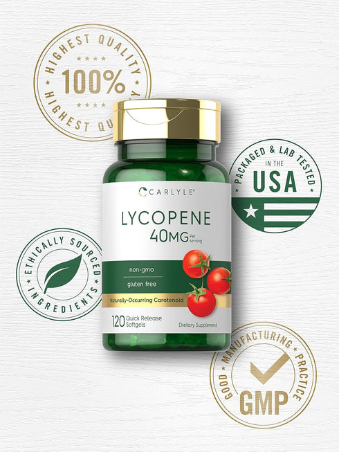 Carlyle Lycopene 40mg - 120 Softgels, Naturally-Occurring Carotenoid, Non-GMO & Gluten Free Supplement
