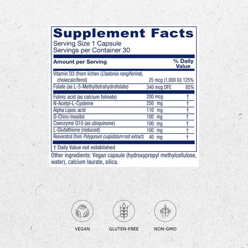 Vitanica Ovum A.M. - Egg Quality Support with Vitamin D3, Alpha Lipoic Acid & CoQ10 - 30 Vegan Caps