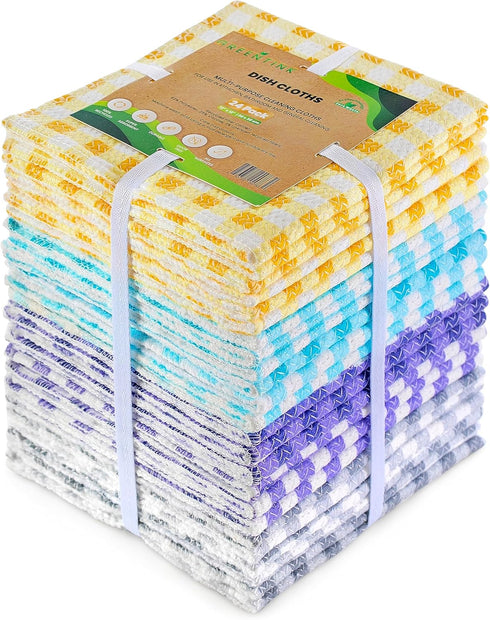 Eco-Friendly Reusable Dish Cloth Set, 24-Pk Multipurpose Kitchen Cleaning Cloth Made from Recycled Materials