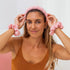 FROG SAC Puffy Spa Headband and Wristbands for Face Washing, Skincare Headbands for Women, Terry Cloth Makeup Skin Care Headbands for Girls, Bubble Make Up Hair Accessories (Pink)