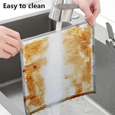 HABOQUAN 10-Pack (7.87 Inches) Non-Scratch Metal Dish Cloth: Multi-Purpose Metal Cleaning Rag for Kitchen - Cleans