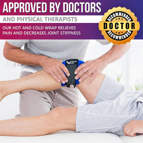Ice Pack Wrap with Elastic Strap by Kinetic Labs - Reusable Hot Cold Gel Pack for Injuries, Neck, Ankle