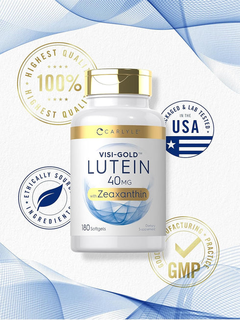 Carlyle Lutein and Zeaxanthin 40 mg - 180 Softgels, Eye Health Vitamins, Non-GMO & Gluten Free