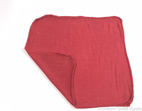 Linteum Textile 50 Pack Shop Towels - Red, 12"x14", 100% Cotton Bulk Rags for Cleaning