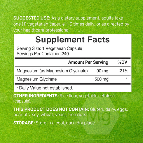 DEAL SUPPLEMENT 2 Pack Magnesium Glycinate 500mg, 480 Veggie Capsules for Muscle, Joint, Heart, Digestive Health