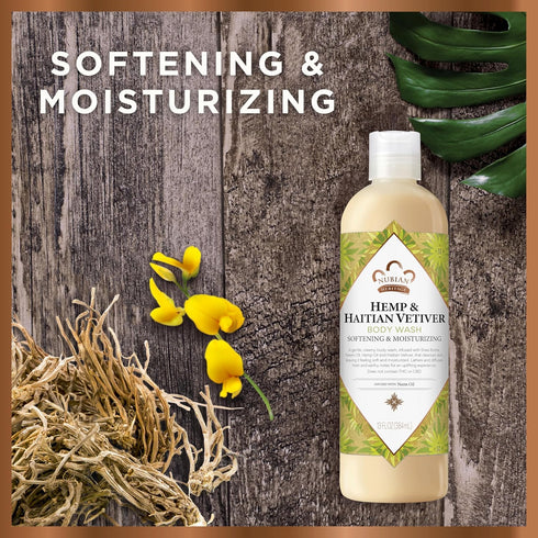 Nubian Heritage Body Wash, Indian Hemp & Haitian Vetiver Cleanser, 13 oz, Fair Trade Shea Butter