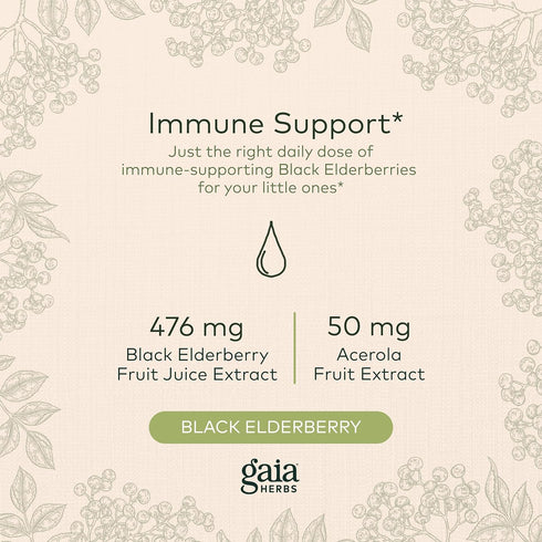 Gaia Herbs GaiaKids Black Elderberry Syrup - 3 Fluid Ounces - Delicious Immune Support Supplement with Organic Black