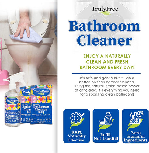 2-Pack TrulyFree Bathroom Cleaner, Cleaning Spray for Toilet, Sink, Tub, Shower, Includes 16-oz Spray Bottle