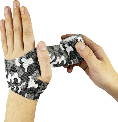 9 Rolls Self Adhesive Wrap Athletic Tape Gauze, Breathable Elastic Cohesive Bandage for Sports Injury & Pet (City Camo)