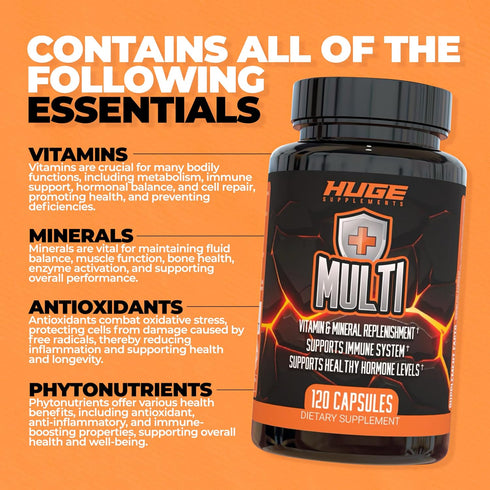 Huge Multi Multivitamin for Men - High-Performance All-in-One Formula for Athletes, 120 Capsules