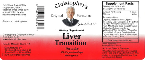 Christopher's Original Formulas Liver Transition Formula, 100 Vegicaps