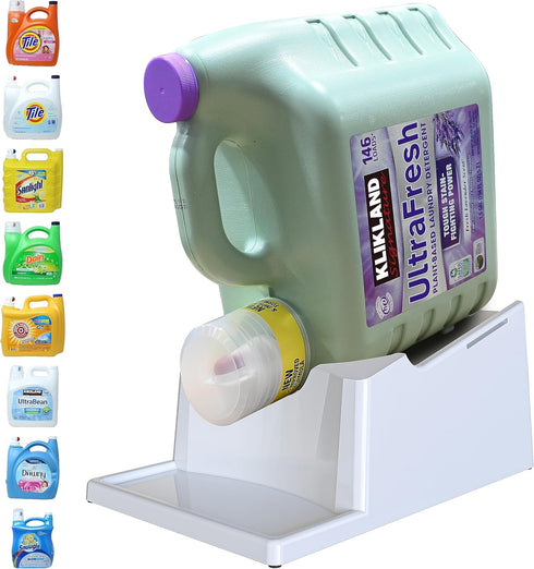 Skywin Convenient Liquid Laundry Detergent Holder, White - Drip Tray and Storage for Laundry Room