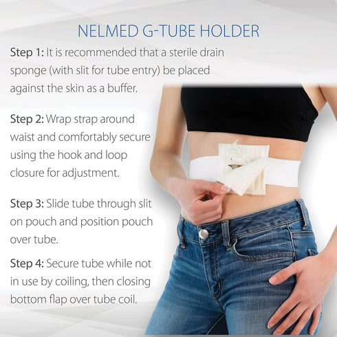 Core Products NelMed G-Tube Holder for PEG, G, J Tubes, Adjustable, Discreet Support, Small/Medium (30–45 inch Waist)