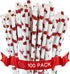 Watermelon Paper Straws Pack of 100, Biodegradable Disposable Party Decorations, 7.75 Inches