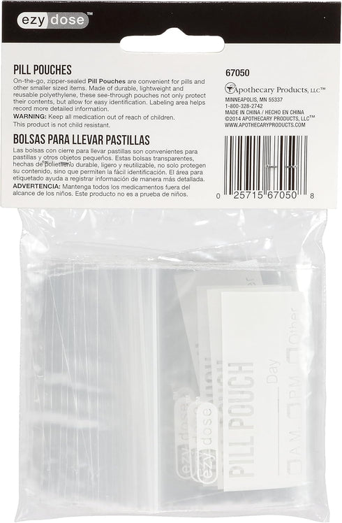 Packs 50 Count Pack 6 Ezy Dose Pill | Pill and Vitamin Organizer Pouches | | Disposable |