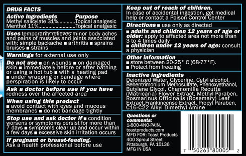 Toast Freezin Cold Extra Strength Pain Relief Cream for Muscles and Joints, 5 Ounces