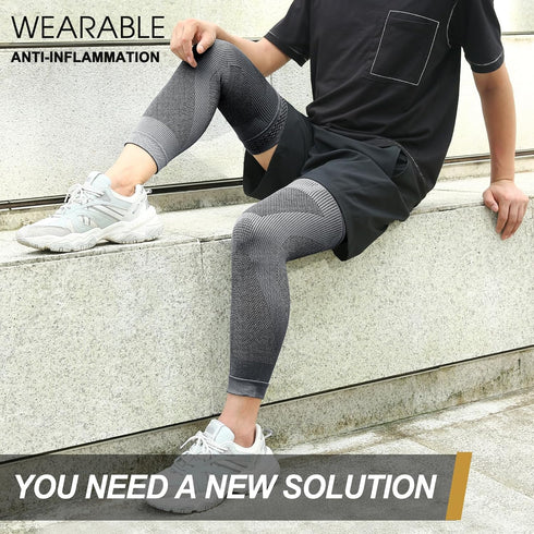 NEENCA Compression Leg Sleeve - Long Knee Sleeve, Ultra-thin Leg Sleeve with Graphene Ions Infused Fabric for Knee Pain