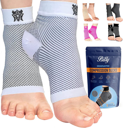 Bitly Plantar Fasciitis Compression Socks - Best Ankle Compression Sleeve for Men & Women, Arch Support, Heel Pain