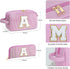Birthday Gifts for Women, Personalized Monogram Initial Pink Makeup Bag, Cute Cosmetic Pouch for Her