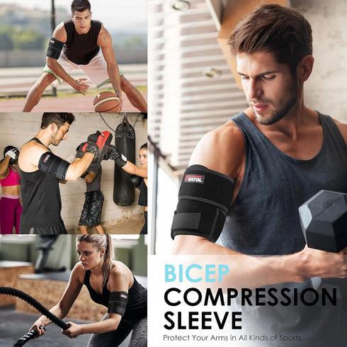 FEATOL Bicep Tendonitis Brace, Compression Sleeve Support for Upper Arm Pain Relief, Muscle Strains, Inflammation