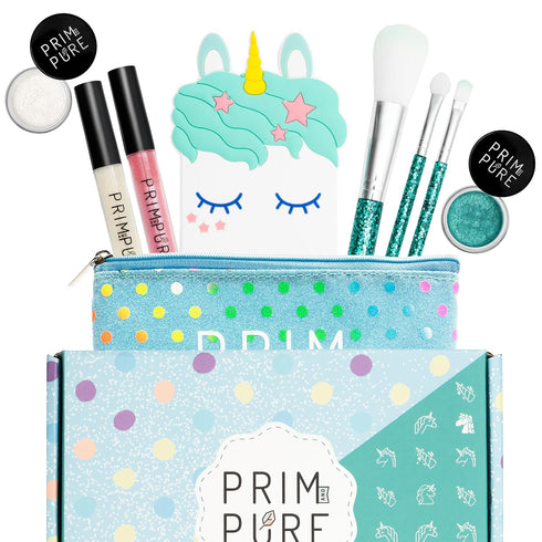 Prim and Pure Mineral Gift Set with Unicorn Mirror, Kids Eyeshadow Makeup Kit, Organic & Natural, Made in USA