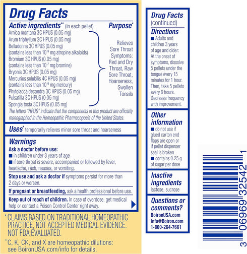 Boiron ThroatCalm On The Go, Pain Relief from Red, Dry, Scratchy, Sore Throats - 2 Count (160 Pellets)