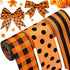 Christmas Burlap Ribbon, 3 Rolls Orange and Black Plaid, 2.5 Inch x 15 Yards for DIY Crafts, Party Decoration