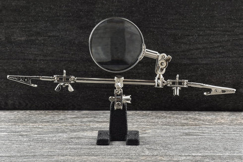 SE 4X Magnifying Glass with Helping Hand - 2-1/2 Inch Lens for Soldering and Jewelry Making