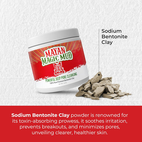 Powerful Deep Pore Cleansing Sodium Bentonite Clay - Natural Face Mask Peel for Men & Women - USA Made 16 Oz