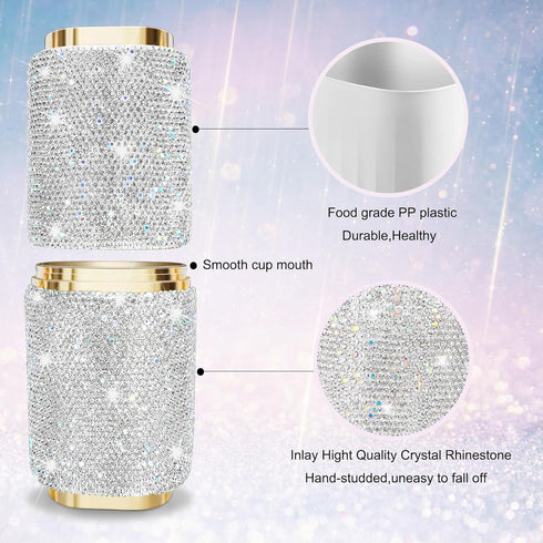 Bling Rhinestone Toothbrush Travel Case, Portable Diamond Holder, Large Capacity, Multifunctional Storage