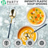 Party Bargains Disposable Plastic Navy Gold Soup Spoons, Infinity Modern Design Utensils, 40 Pack