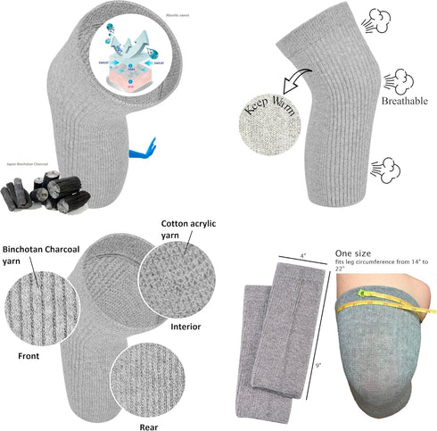 Elastic Cotton Knee Warmers, Knee Sleeves for Men and Women, Circulation Support, Joint Pain Relief, One Pair