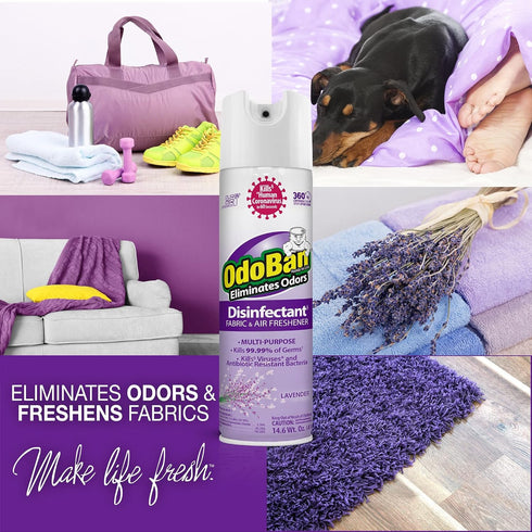 OdoBan Ready-to-Use Disinfectant and Aroma Eliminator, Cleaner and Fabric/Air Freshener, Set of 2, Lavender Scent