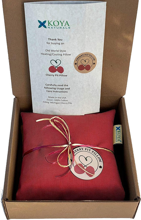 KOYA Naturals Microwavable Heating Pad - Cherry Pit/Stone/Seed Pillow Heat Pack for Neck, Muscles, Joints, Henna Red