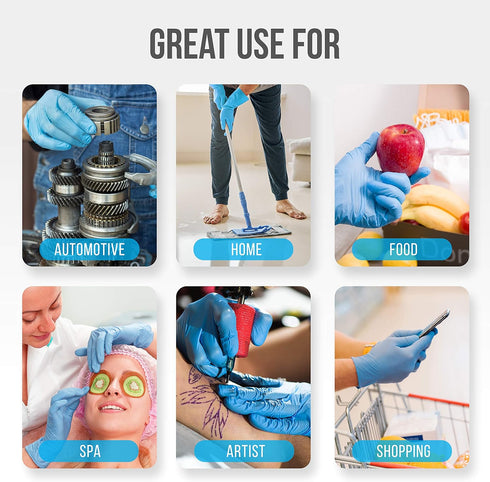 Serenelife 100 Count Medium Nitrile Disposable Gloves, Latex & Powder Free for Kitchens and Cleaning