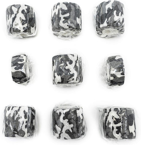 9 Rolls Self Adhesive Wrap Athletic Tape Gauze, Breathable Elastic Cohesive Bandage for Sports Injury & Pet (City Camo)