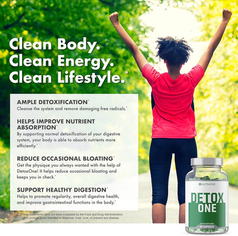 NutraOne DetoxOne 30 Day Extra Strength Detox Cleanse for Healthy Digestive Function and Weight Loss