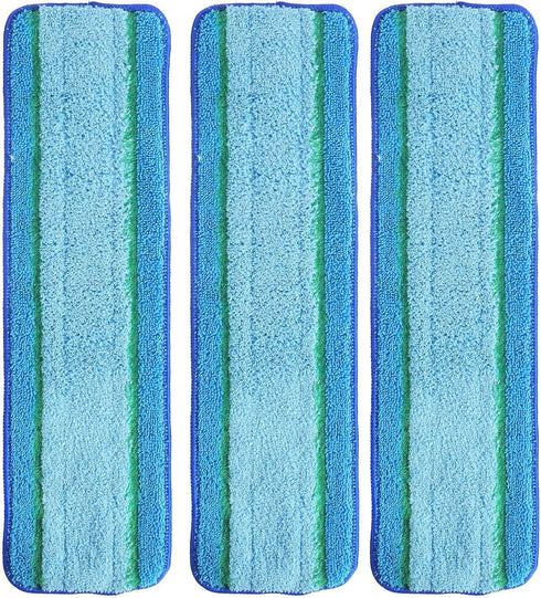 3 Pack Washable Microfiber Deep Cleaning Pads for Bona Mops, 18 Inch Replacement for Hard Surface Floors