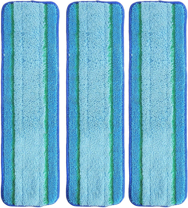 3 Pack Washable Microfiber Deep Cleaning Pads for Bona Mops, 18 Inch Replacement for Hard Surface Floors