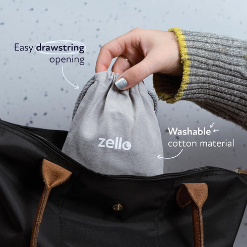 LUMI Zello Portable White Noise Machine with Durable Grey Pouch