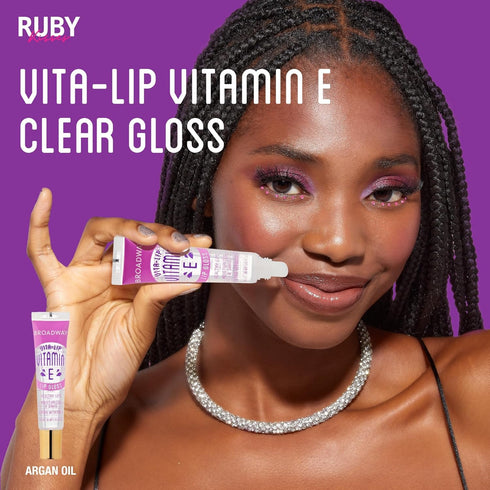 Ruby Kisses Broadway Vita-Lip Clear Lip Gloss, Ultra-Hydrating Formula with Multi-Vitamin Oils, 6 Pack