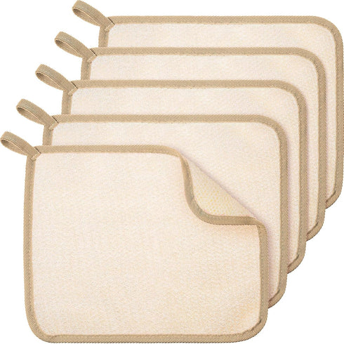 Tatuo 5 Pcs Exfoliating Face and Body Wash Cloths, Towel Weave Bath Scrub for Women and Men, 10.63 x 9.05 Inch