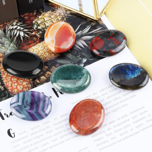 Africa Bloodstone Thumb Worry Stone by Artistone, Hand Carved Chakra Healing Crystal for Anxiety Relief, 2 inch