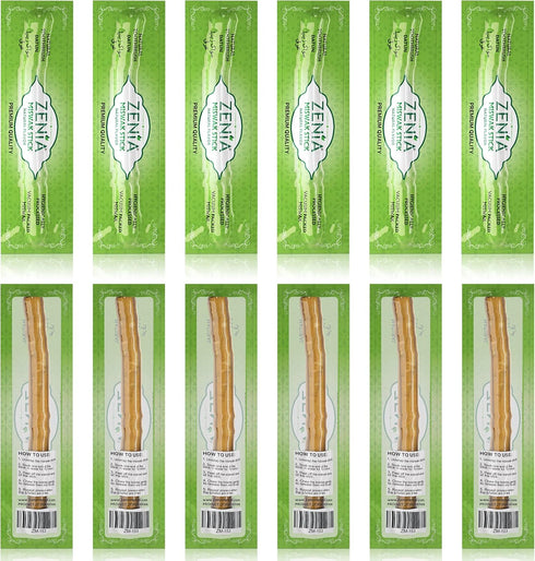 Zenia Sewak Natural Miswak Toothbrush - Vacuum Sealed Traditional Peelu Stick for Healthy Gums (Pack of 12)